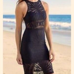 Mara Hoffman Black Sexy Semi Sheer Lace Dress Size XS